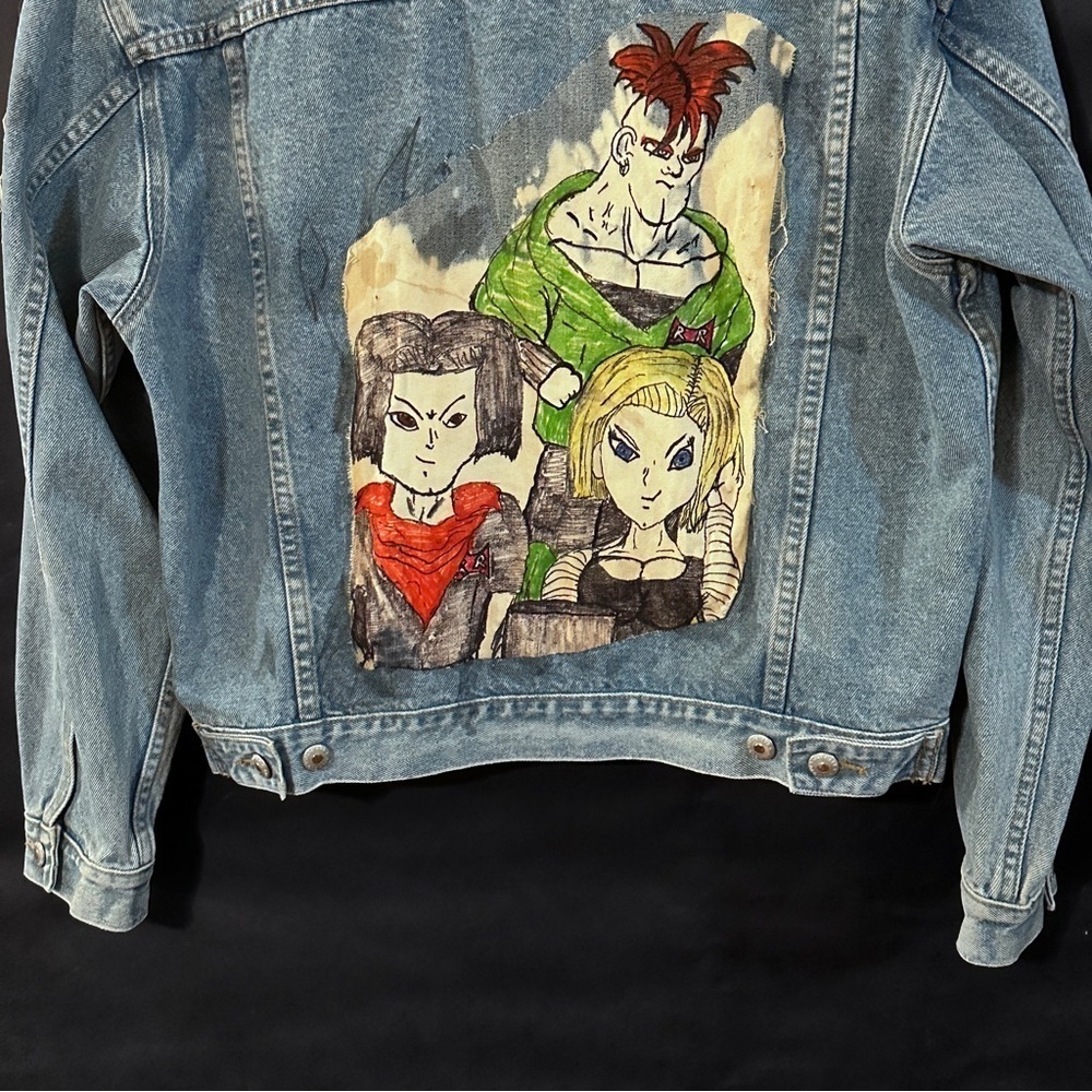 Custom Akira Toriyama Dragon Ball Z Androids Old Navy Denim Jacket Art Patch - Picture 15 of 16